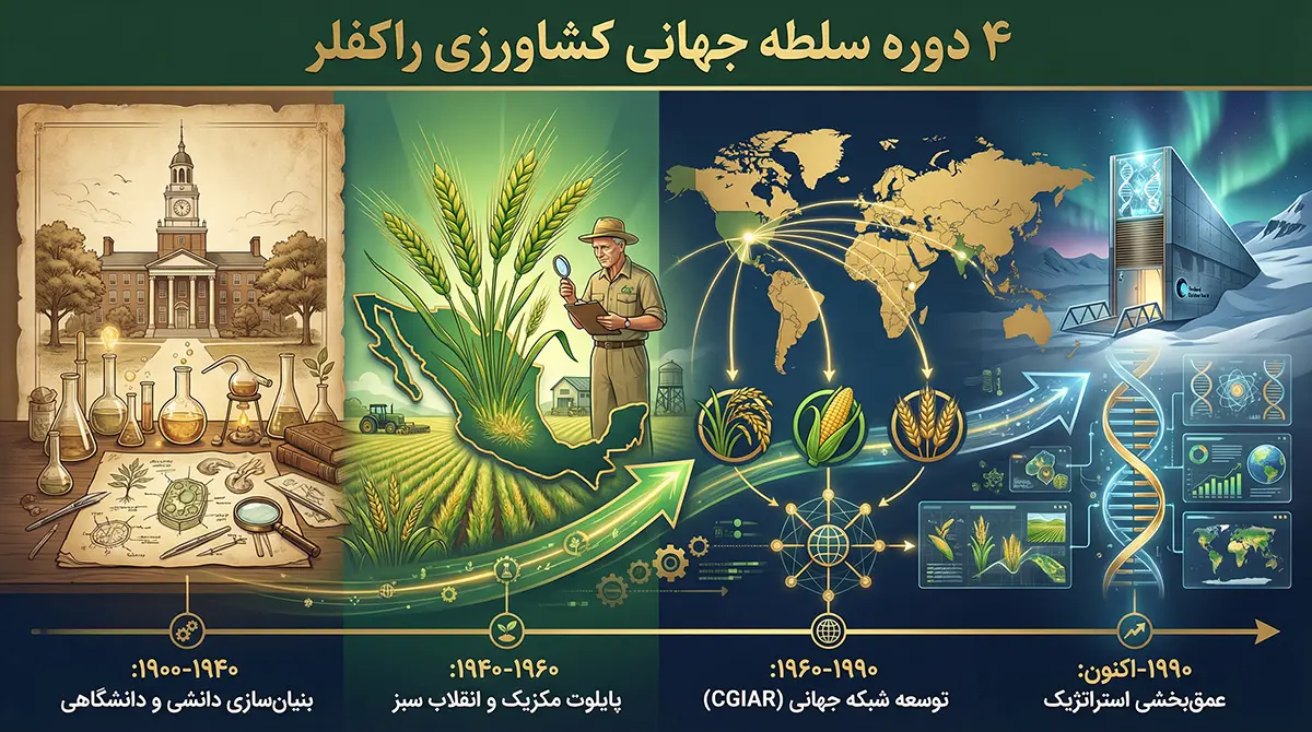 ۴ دوره تسلط راکفلر بر غذای جهان 🌾 -کشاورزی صنعتی راکفلر